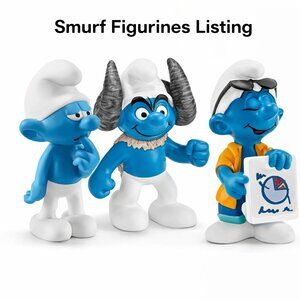Vintage Authentic Schleich Smurf- Set of 3-Clumsy & Zodiac Aries etc. New w/Tag